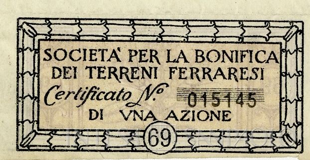 Bonifica dei terreni ferraresi e per imprese agricole SA, certificati azionari nominativi - dettaglio a, recto