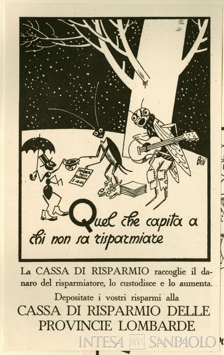 Carlo Bisi, "Quel che capita a chi non sa risaprmiare", carta assorbente, 1930