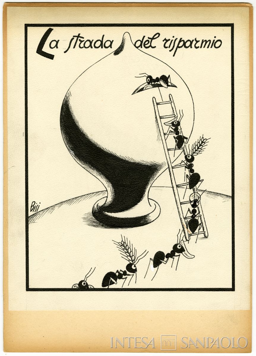 Carlo Bisi, "La strada del risparmio", carta assorbente, 1930 circa