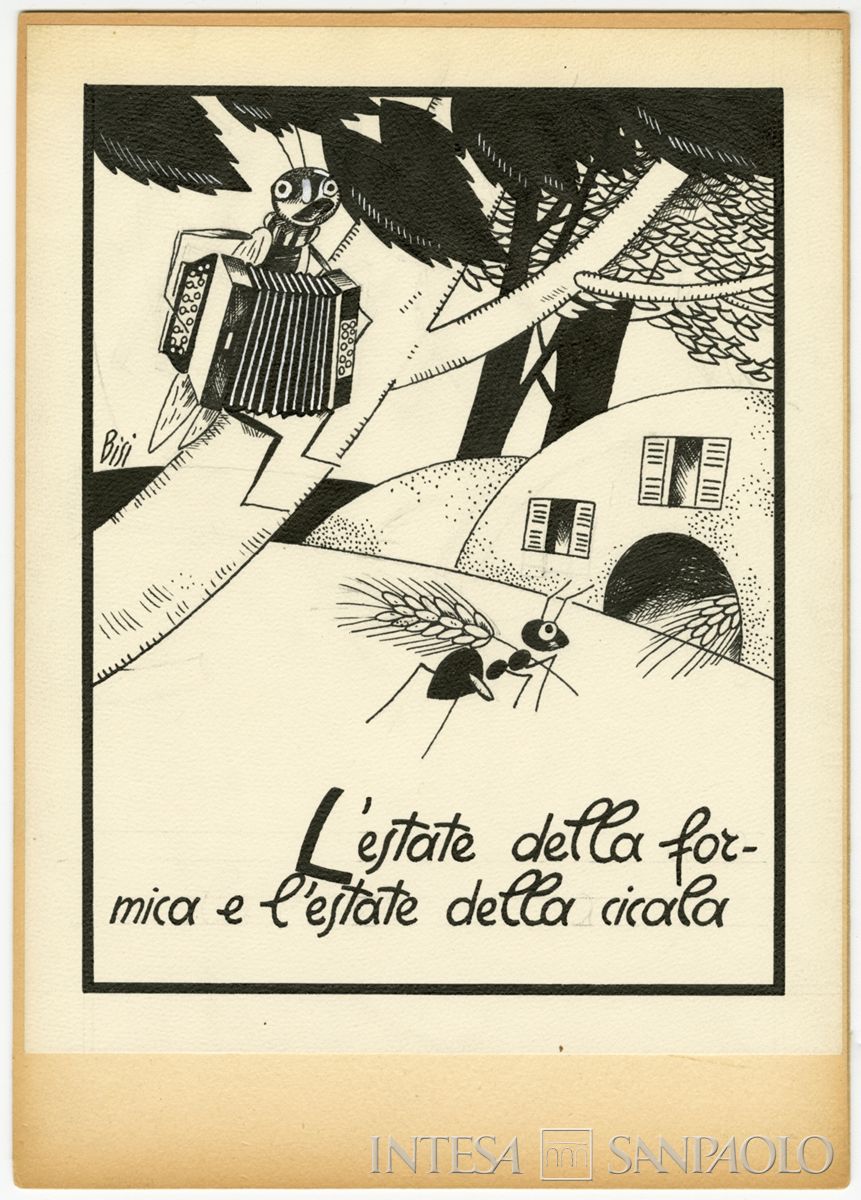 Carlo Bisi, "L'estate della formica e l'estate della cicala", carta assorbente, 1930 circa