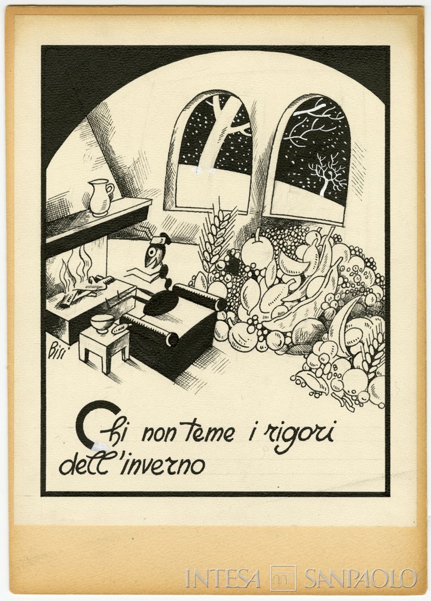 Carlo Bisi, "Chi non teme i rigori dell'inverno", carta assorbente, 1930 circa