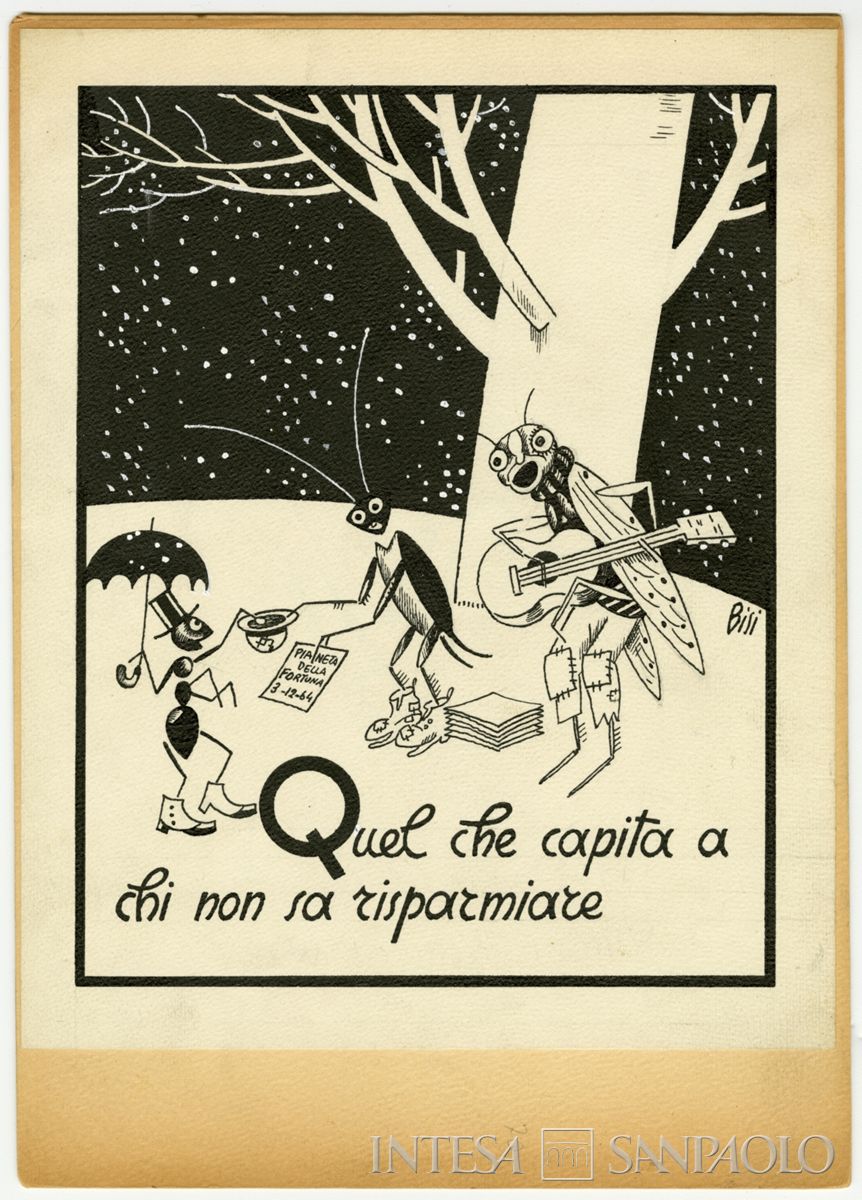 Carlo Bisi, "Quel che capita a chi non sa risparmiare", carta assorbente, 1930 circa