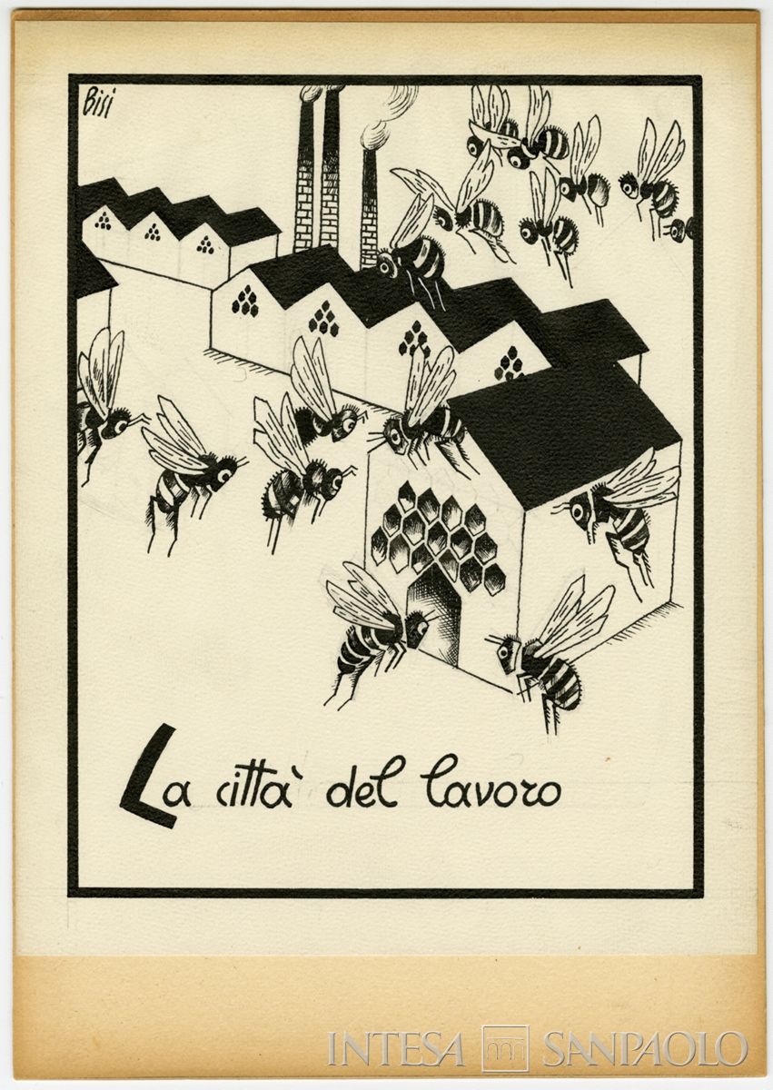 Carlo Bisi, "La città del lavoro", carta assorbente, 1930 circa