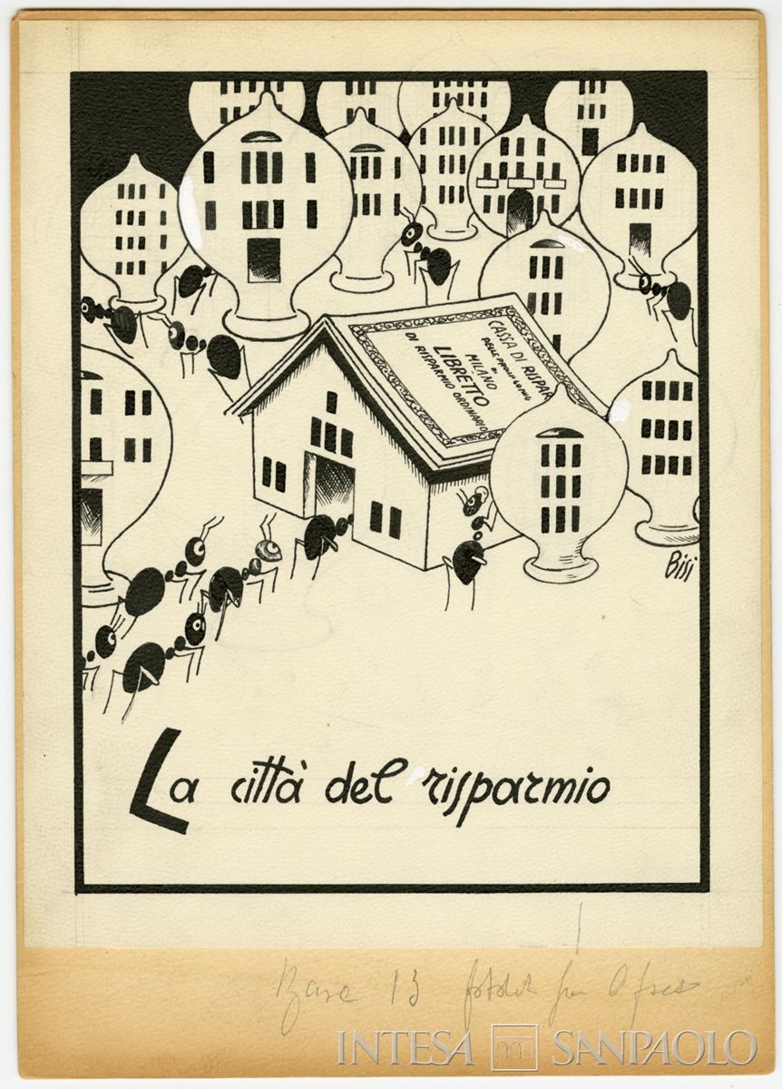 Carlo Bisi, "La città del risparmio", carta assorbente, 1930 circa