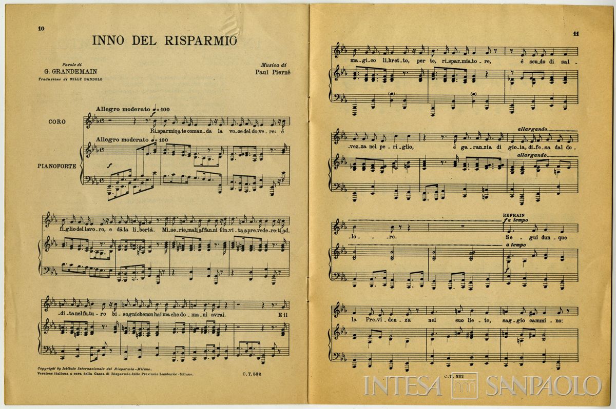 Cariplo, Inno del Risparmio, 1928 (spartito)