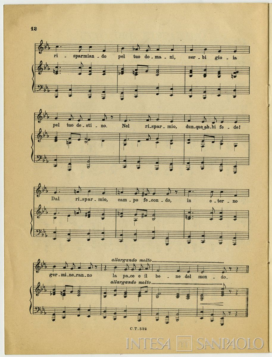 Cariplo, Inno del Risparmio, 1928 (spartito)