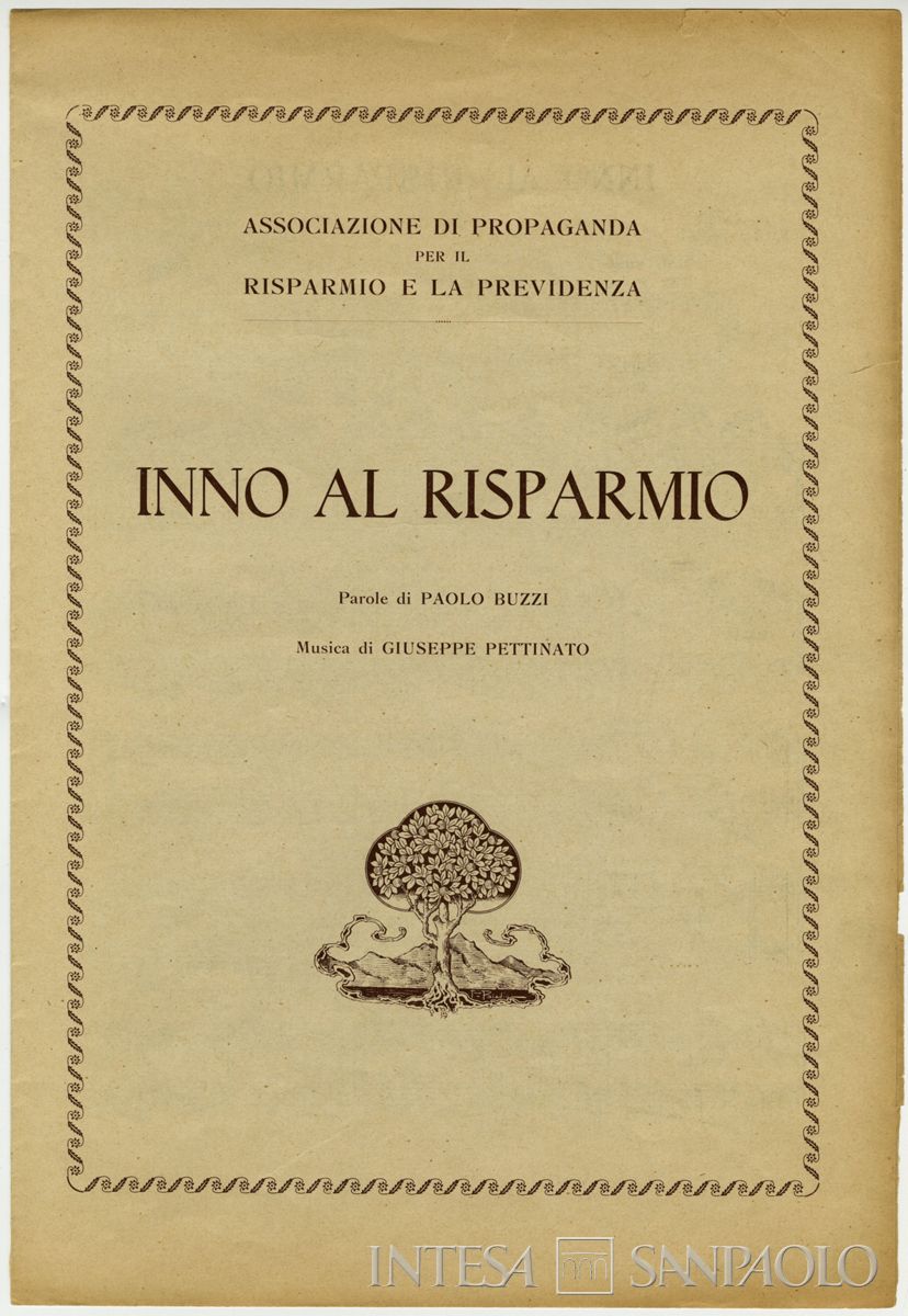 Associazione di Propaganda per il risparmio e la previdenza, Inno al risparmio, 1926 (copertina)