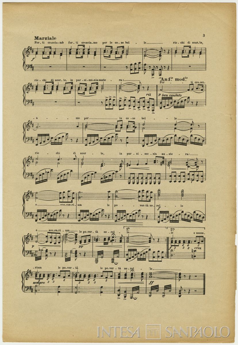 Associazione di Propaganda per il risparmio e la previdenza, Inno al risparmio, 1926 (spartito)