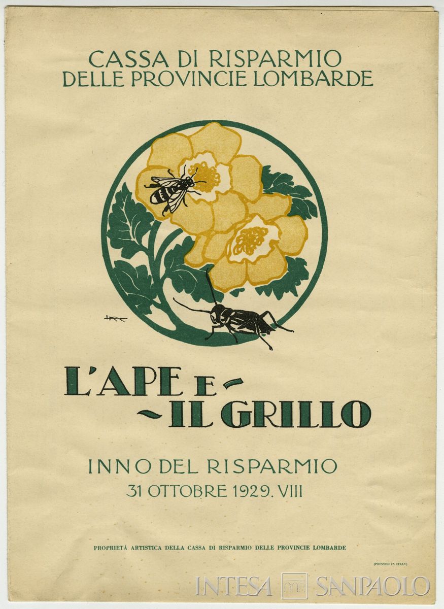 Cariplo, Inno del risparmio, 1929 (Copertina di Leopoldo Metlicovitz)