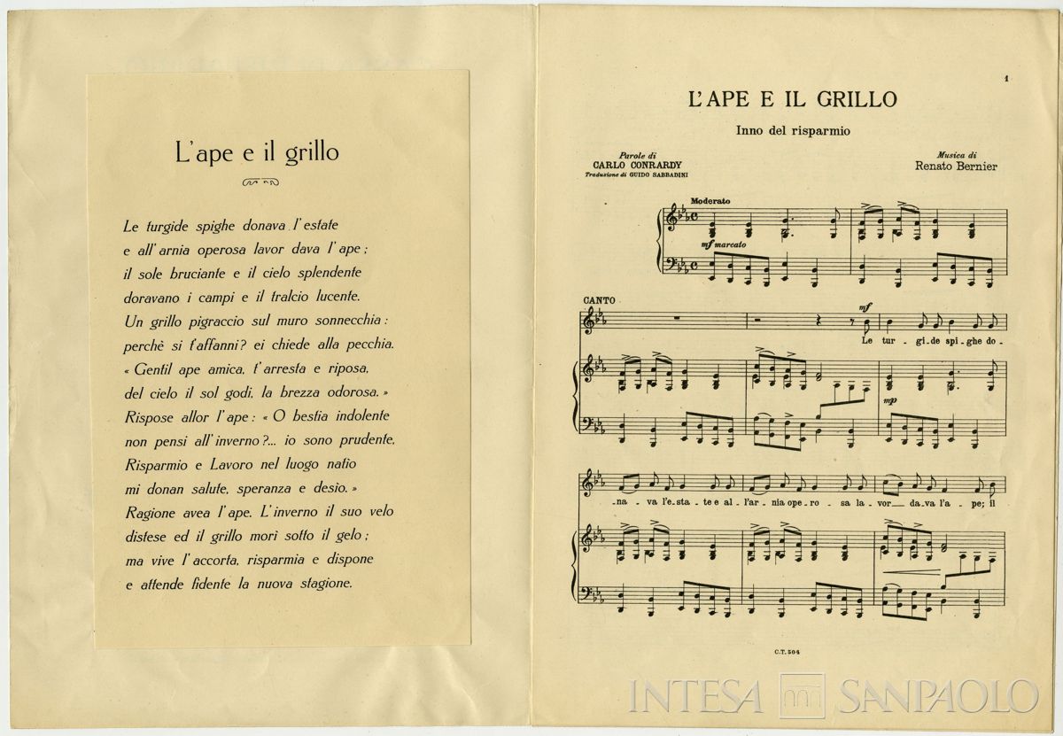 Cariplo, Inno del risparmio, 1929 (testo e spartito)