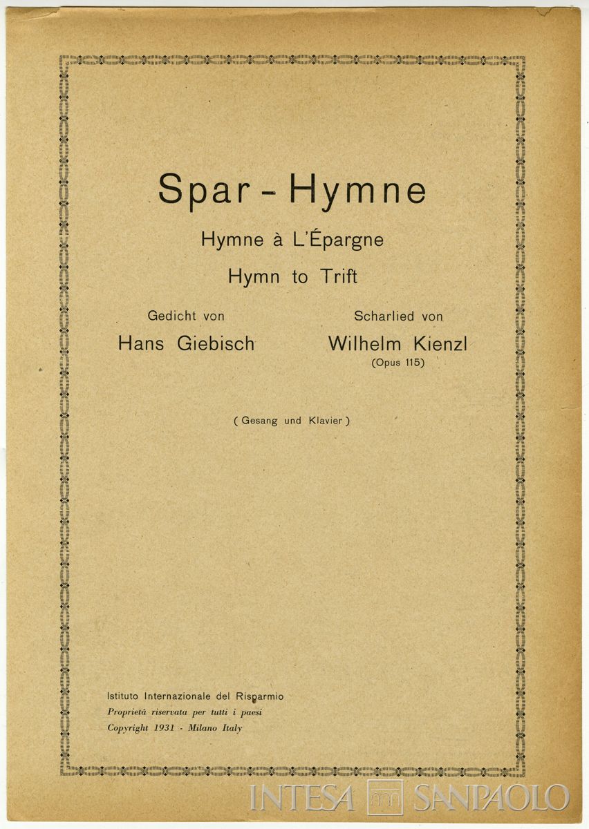 Giebisch-Kienzl, Inno del rsparmio, 1931 (copertina)