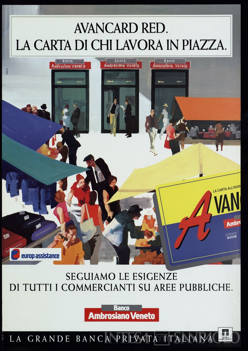 BAV - Pintér, manifesto pubblicitario del servizio Avancard Red, la carta dei commercianti ambulanti, 1993