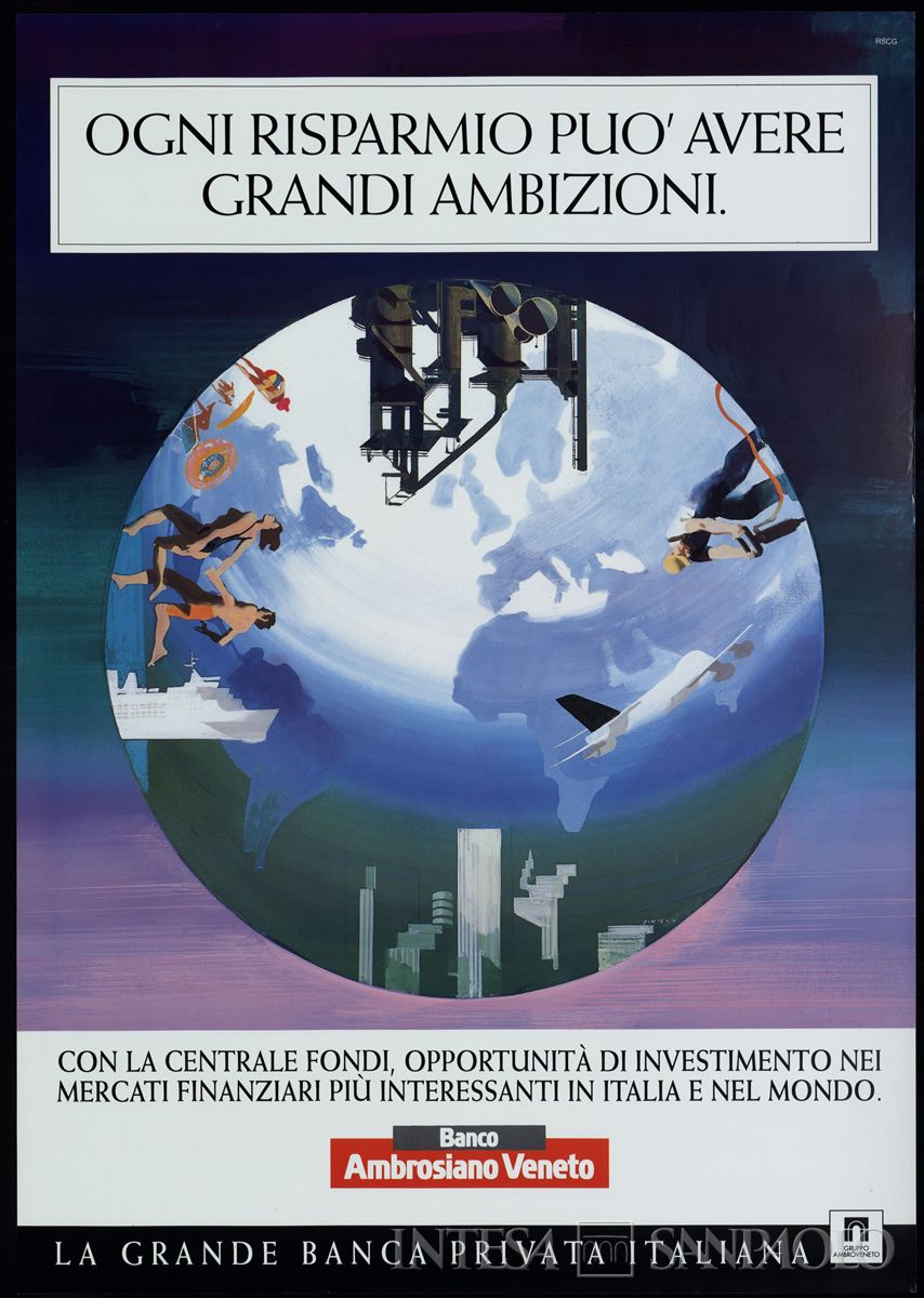 BAV - GRUPPO AMBROVENETO - Pintér, manifesto pubblicitario del servizio di investimenti finanziari in Italia e all'Estero, proposto da La Centrale Fondi, 1993
