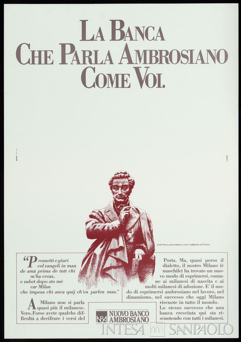 NBA, Manifesto pubblicitario dell'immagine aziendale, con ritratto del Porta, 1986