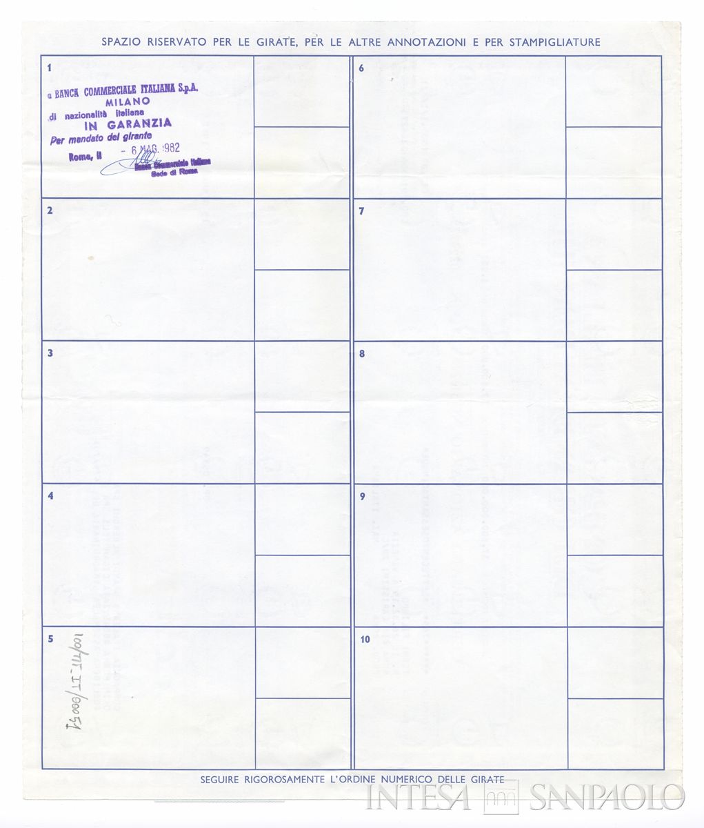 Compagnia Italiana dei Grandi Alberghi CIGA SpA, certificato azionario nominativo - verso