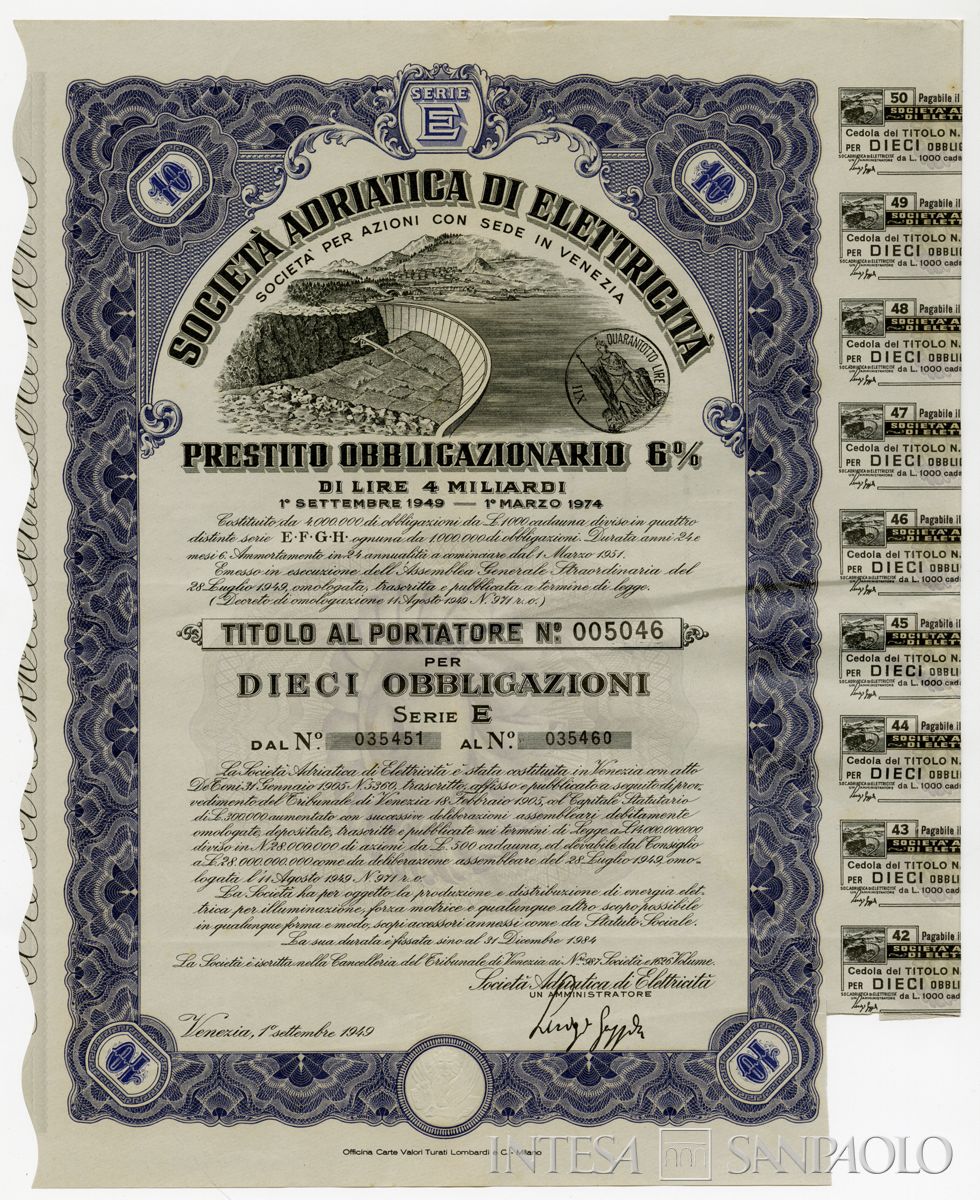 Adriatica di elettricità SpA, certificati obbligazionari al portatore - b