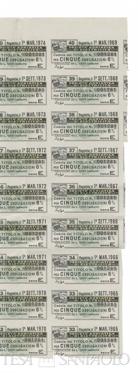 Adriatica di elettricità SpA, certificati obbligazionari al portatore - recto a