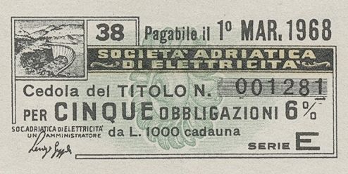 Adriatica di elettricità SpA, certificati obbligazionari al portatore - dettaglio a