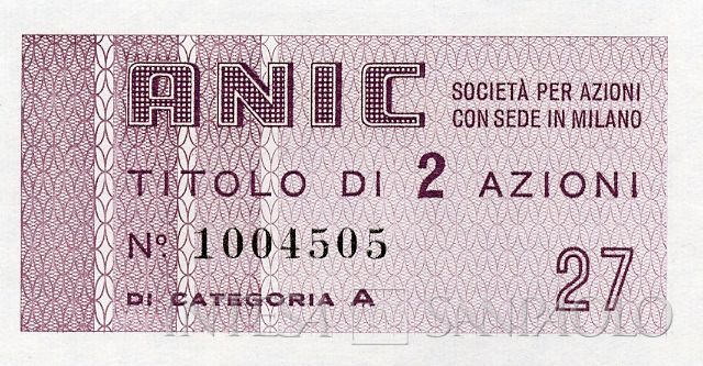 ANIC Azienda nazionale idrogenazione combustibili SpA, certificato azionario di categoria A al portatore - dettaglio b