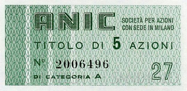 ANIC Azienda nazionale idrogenazione combustibili SpA, certificato azionario di categoria A al portatore - dettaglio c