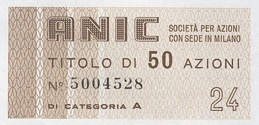 ANIC Azienda nazionale idrogenazione combustibili SpA, certificato azionario di categoria A al portatore - dettaglio f