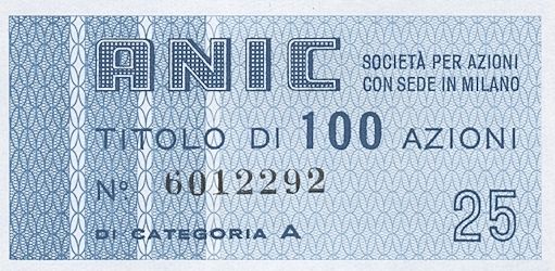 ANIC Azienda nazionale idrogenazione combustibili SpA, certificato azionario di categoria A al portatore - dettaglio g