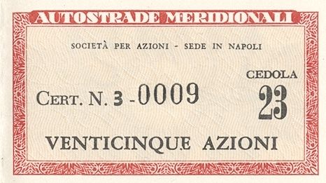 Autostrade Meridionali SpA, certificati azionari nominativi - dettaglio b