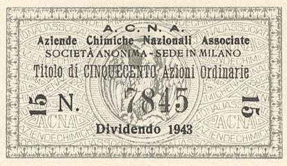 Aziende chimiche nazionali associate ACNA SA, certificati azionari ordinari al portatore - dettaglio c
