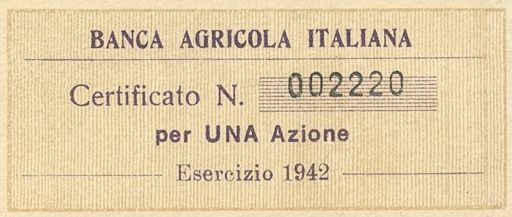 Banca Agricola Italiana, certificato azionario al portatore - dettaglio