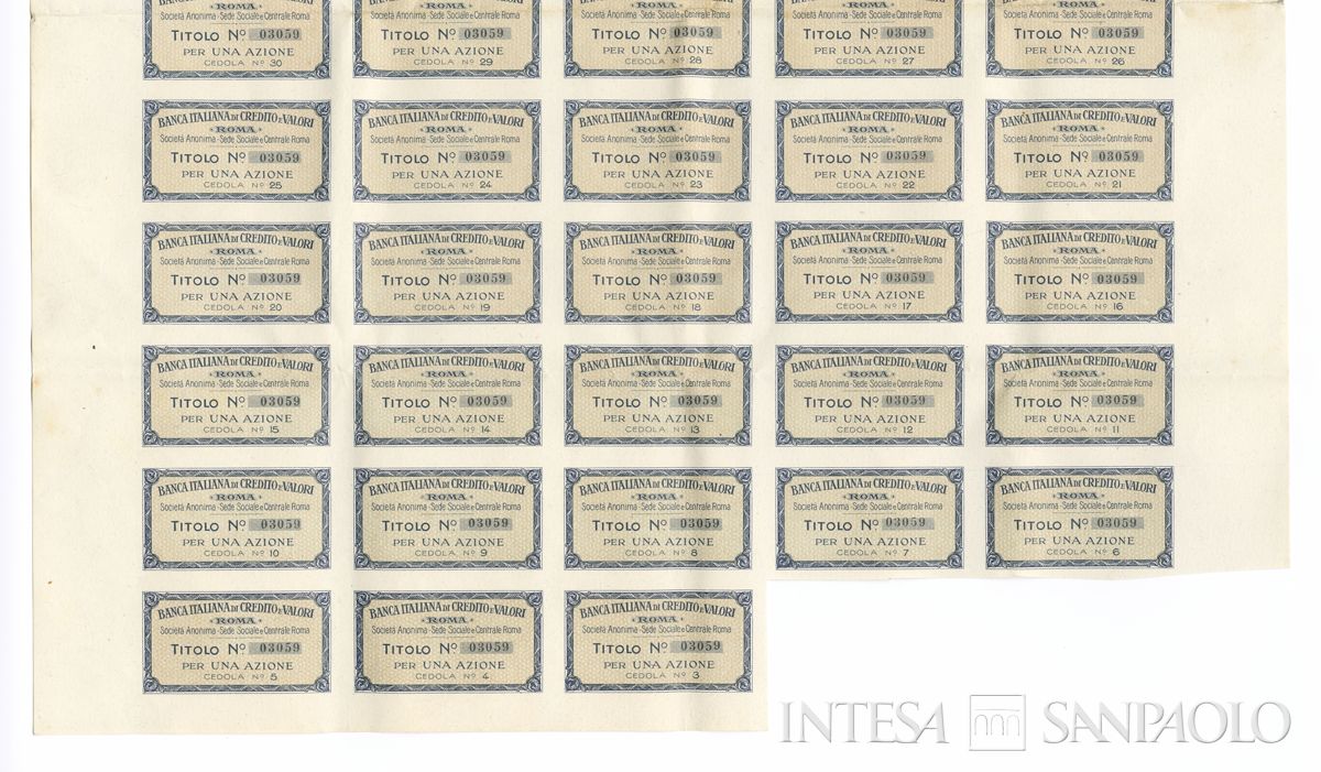 Banca Italiana di Credito e Valori SA, certificato azionario al portatore