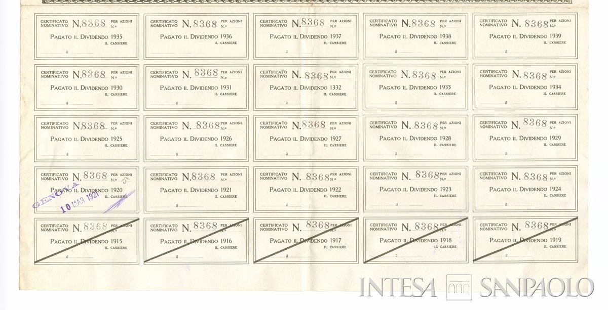 Banca Italiana di Sconto SA, certificato azionario nominativo - recto b