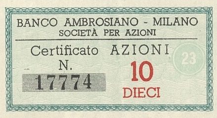Banco Ambrosiano SpA, certificato azionario nominativo - dettaglio b