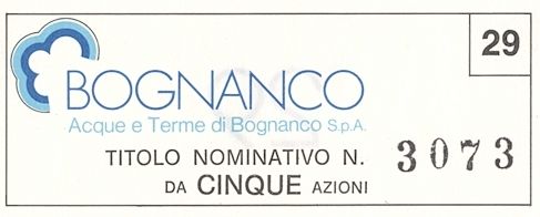 Bognanco Acque e Terme di Bognanco SpA, certificato azionario nominativo - dettaglio