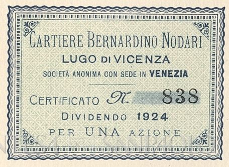 Cartiere Bernardino Rodari SA, certificato azionario al portatore - dettaglio