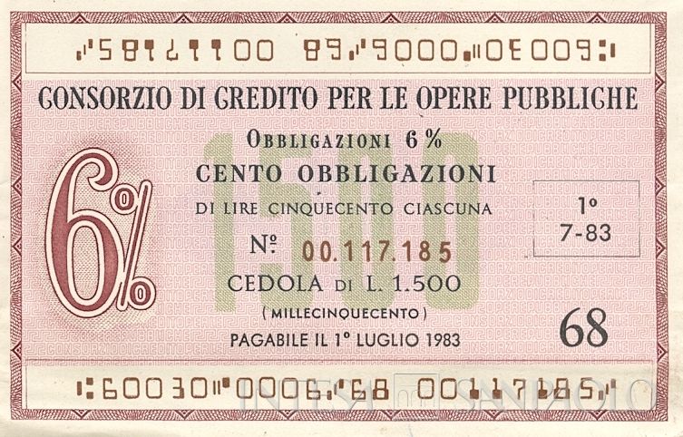 Consorzio di Credito per le Opere Pubbliche, certificati obbligazionari al portatore - dettaglio b