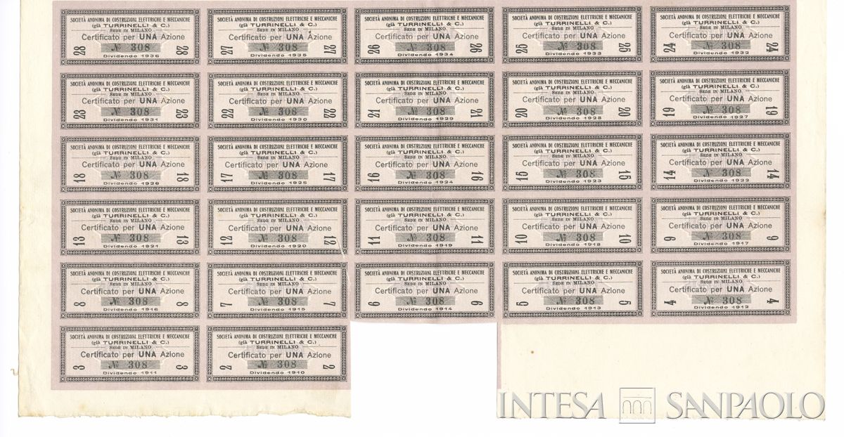 Costruzioni elettriche e meccaniche (già Turrinelli & C.) SA, certificati azionari al portatore - recto a