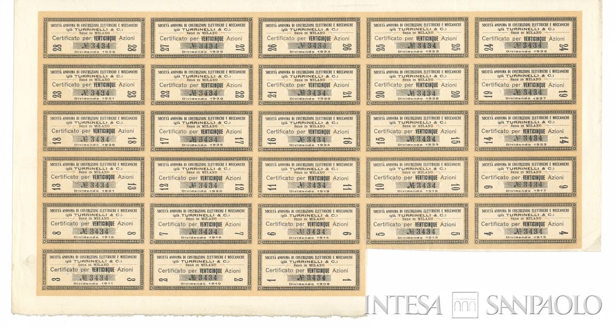 Costruzioni elettriche e meccaniche (già Turrinelli & C.) SA, certificati azionari al portatore - recto c