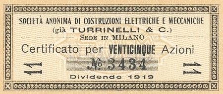Costruzioni elettriche e meccaniche (già Turrinelli & C.) SA, certificati azionari al portatore - dettaglio c