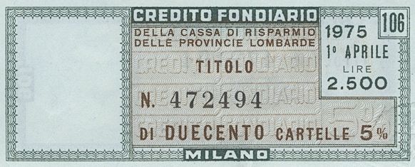 Credito Fondiario della Cariplo, cartelle al portatore - dettaglio b