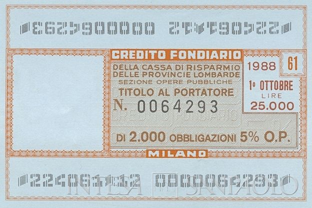 Credito Fondiario della Cariplo - Sezione opere pubbliche, certificati obbligazionari al portatore - dettaglio c