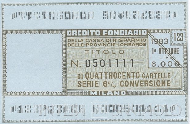 Credito Fondiario della Cariplo, cartelle al portatore - dettaglio a