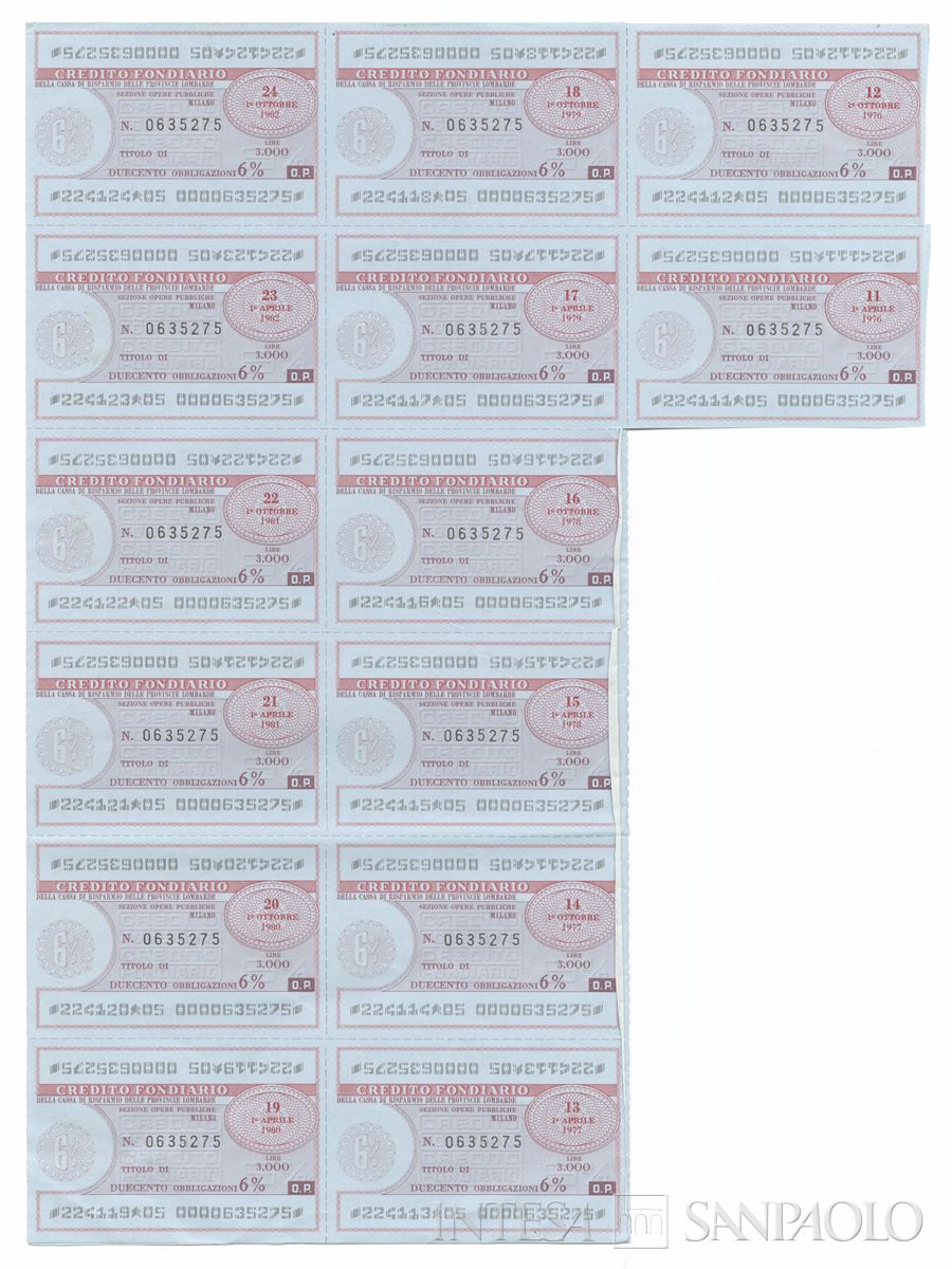 Credito Fondiario della Cariplo, cartelle al portatore - recto b