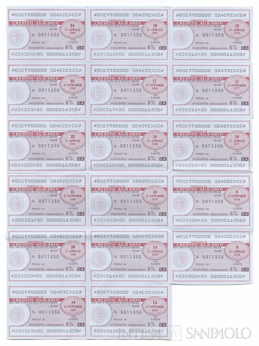 Credito Fondiario della Cariplo, cartelle al portatore - recto c