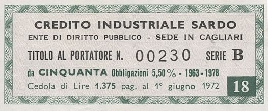 Credito Industriale Sardo (CIS), certificati obbligazionari al portatore - dettaglio b