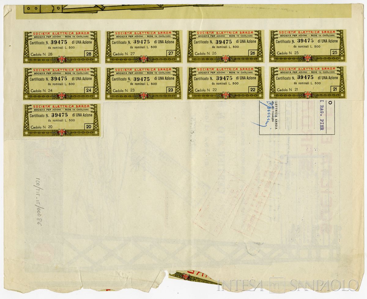 Elettrica Sarda SpA, certificato azionario nominativo