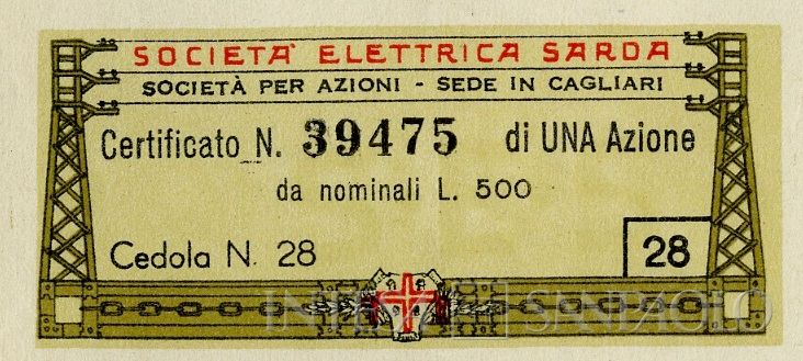 Elettrica Sarda SpA, certificato azionario nominativo - dettaglio