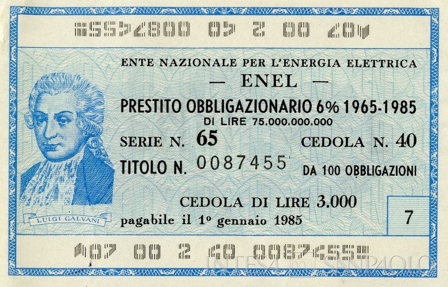 ENEL Ente nazionale per l'energia elettrica, certificati obbligazionari al portatore - dettaglio a