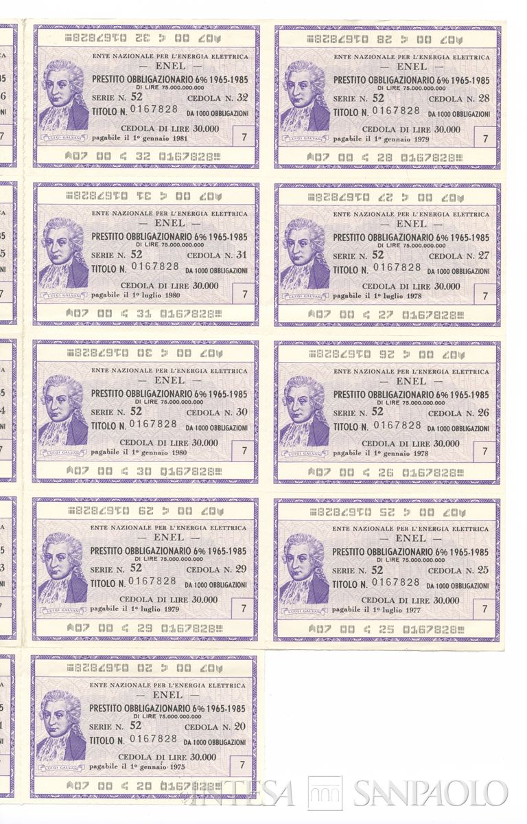 ENEL Ente nazionale per l'energia elettrica, certificati obbligazionari al portatore - recto c