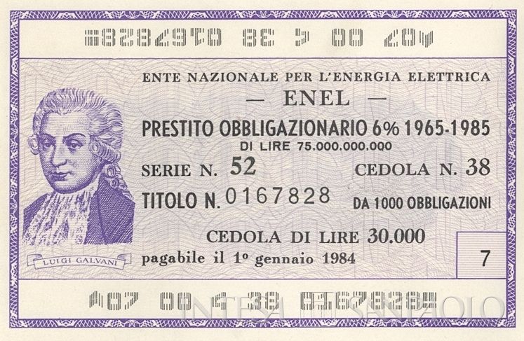ENEL Ente nazionale per l'energia elettrica, certificati obbligazionari al portatore - dettaglio c