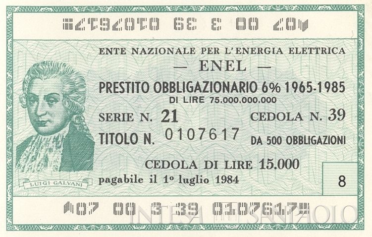 ENEL Ente nazionale per l'energia elettrica, certificati obbligazionari al portatore - dettaglio b